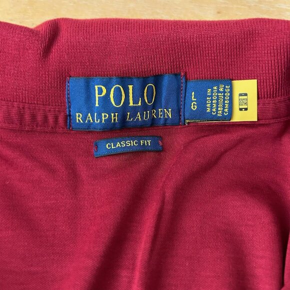 Polo Ralph Lauren Polo Shirt Mens Large Red Classic Fit Embroidered Flesh Pony - Picture 7 of 10